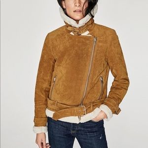 Zara suede and sheep skin aviator jacket